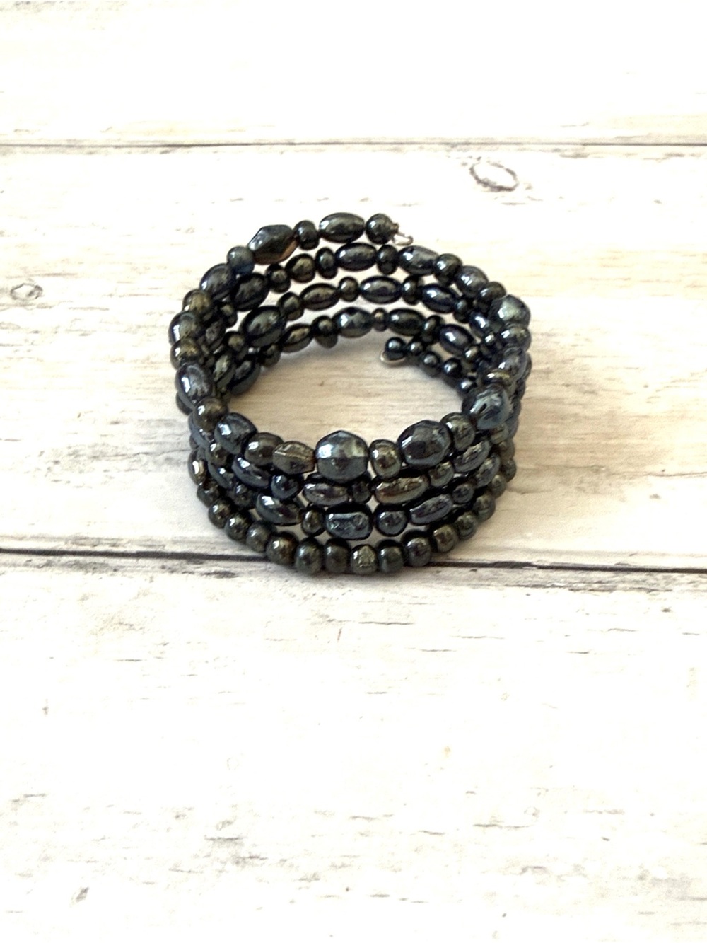 Spiral Beaded Bracelet Black Stones Womens Jewelry Accessories